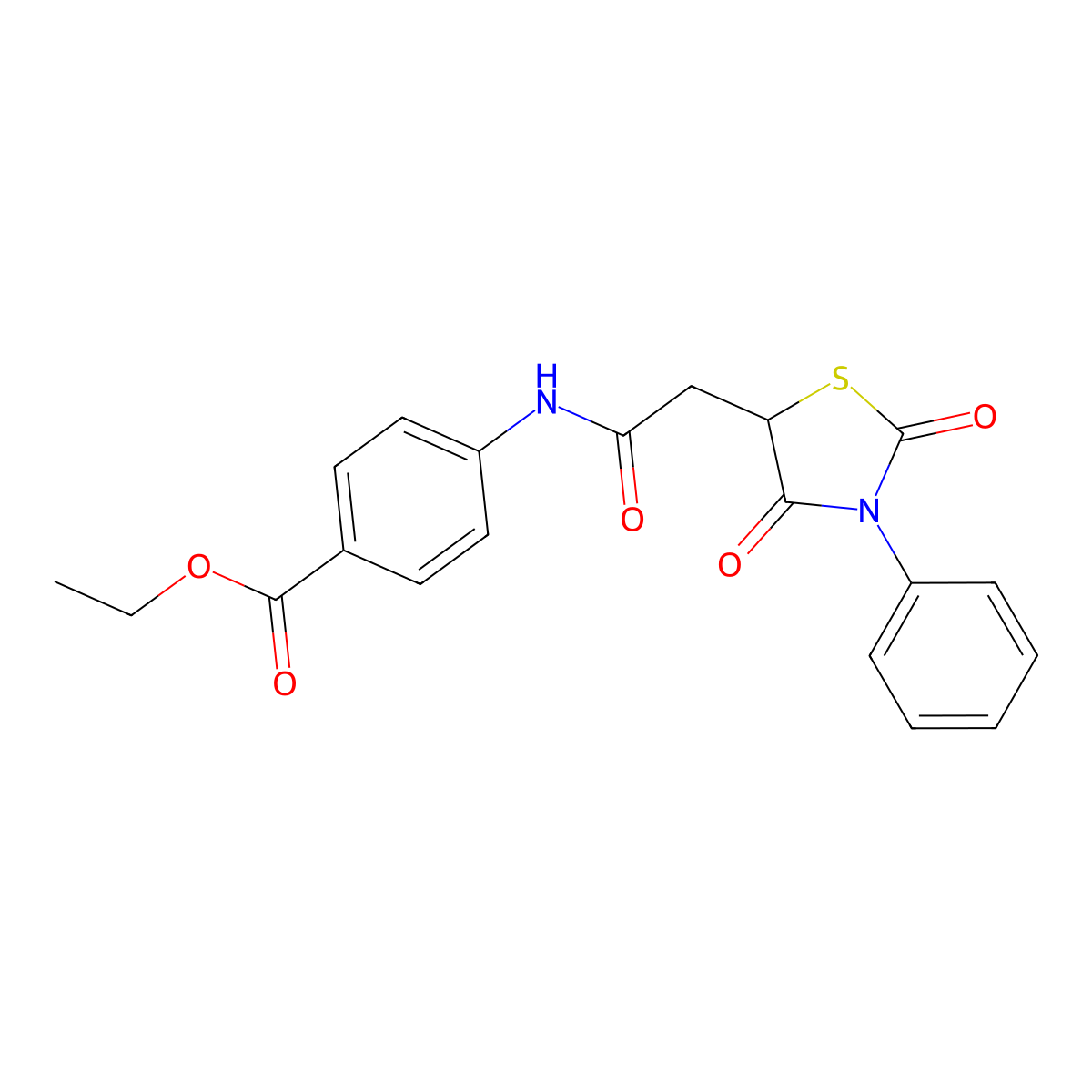 Ethyl 4-{[(2,4-dioxo-3-phenyl-1,3-thiazolidin-5-yl)acetyl]amino}benzoate molecular structure, CAS 453579-10-7