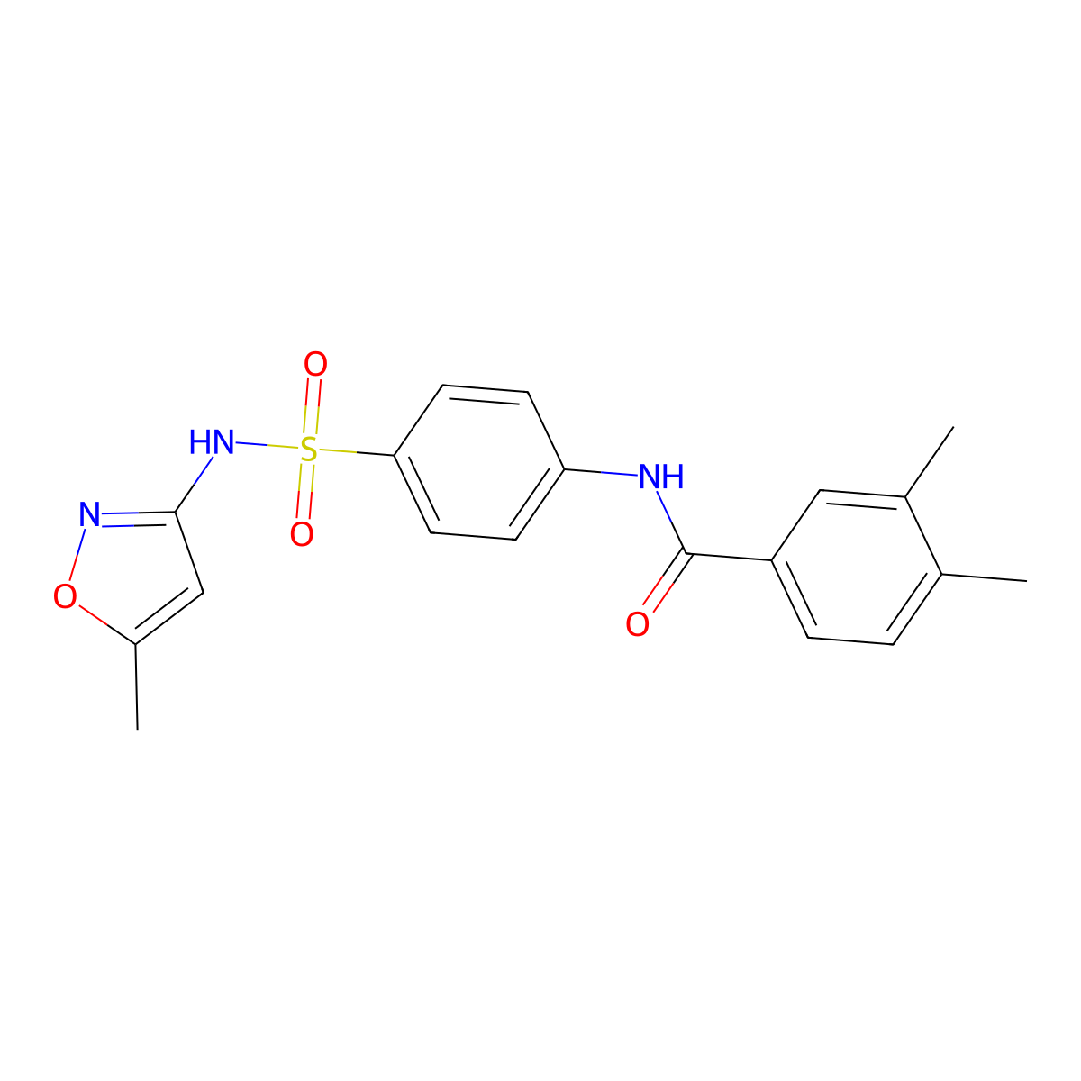 3,4-dimethyl-N-{4-[(5-methyl-1,2-oxazol-3-yl)sulfamoyl]phenyl}benzamide molecular structure, CAS 453579-26-5