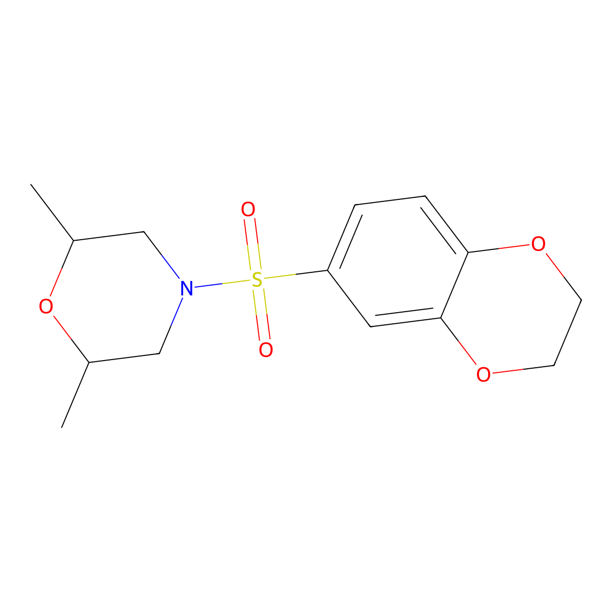 4-(2,3-Dihydro-1,4-benzodioxine-6-sulfonyl)-2,6-dimethylmorpholine molecular structure, CAS 453579-93-6
