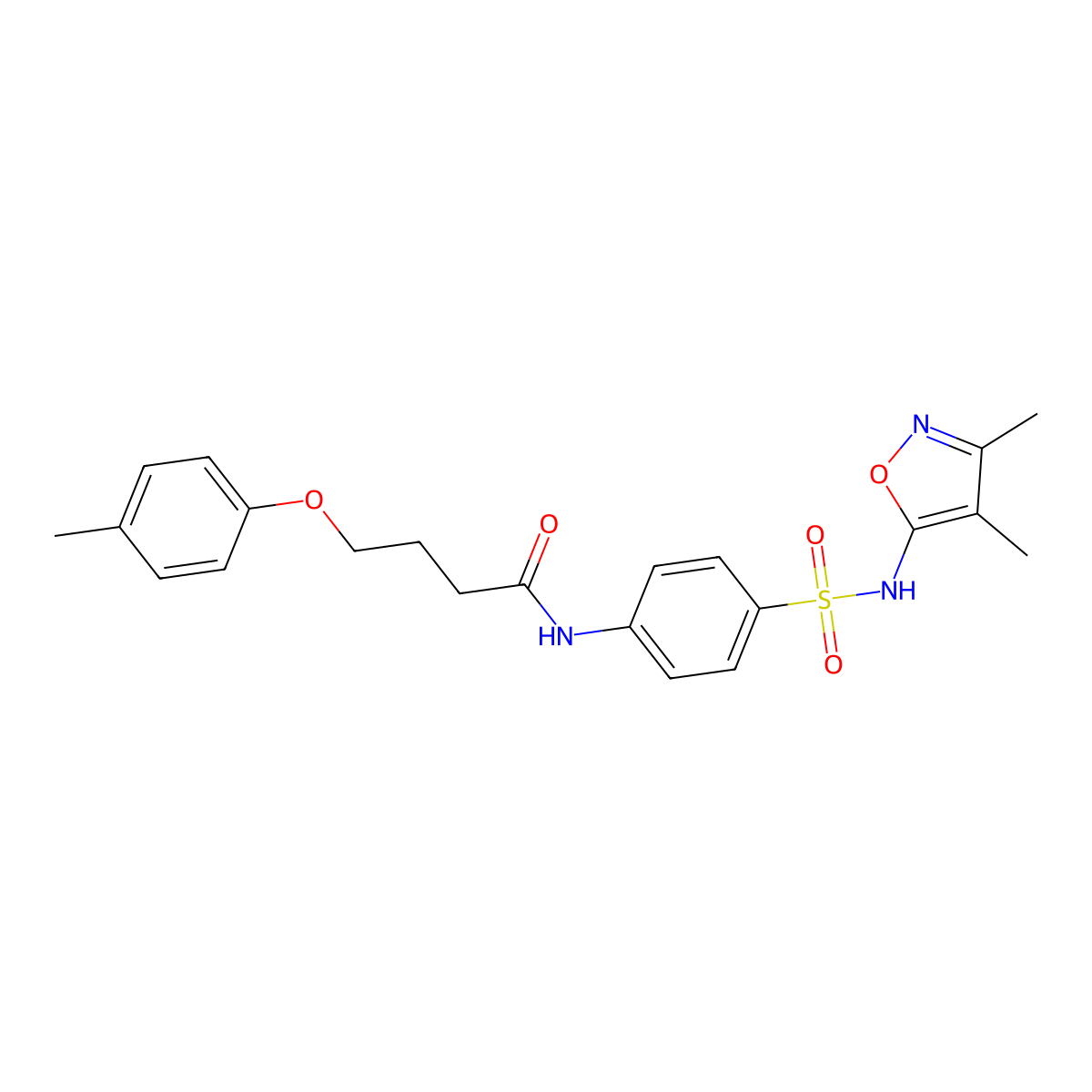N-[4-[(3,4-dimethyl-1,2-oxazol-5-yl)sulfamoyl]phenyl]-4-(4-methylphenoxy)butanamide molecular structure, CAS 453581-53-8
