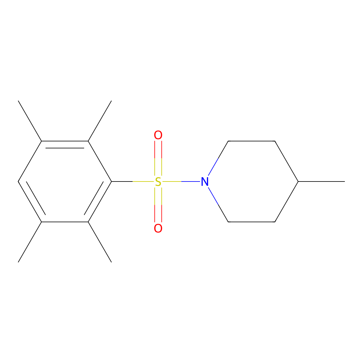 4-Methyl-1-[(2,3,5,6-tetramethylphenyl)sulfonyl]piperidine molecular structure, CAS 453581-57-2
