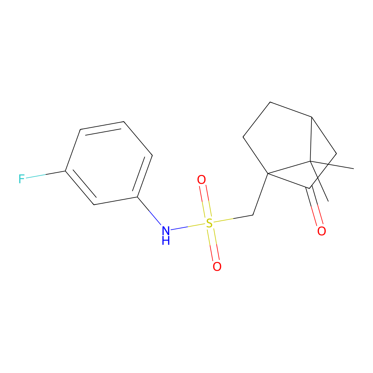 1-((((3-Fluorophenyl)amino)sulfonyl)methyl)-7,7-dimethylbicyclo[2.2.1]heptan-2-one molecular structure, CAS 453582-61-1