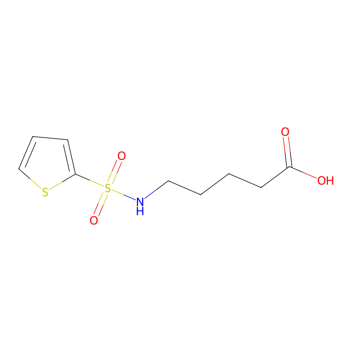 5-(Thiophene-2-sulfonamido)pentanoic acid molecular structure, CAS 453582-84-8