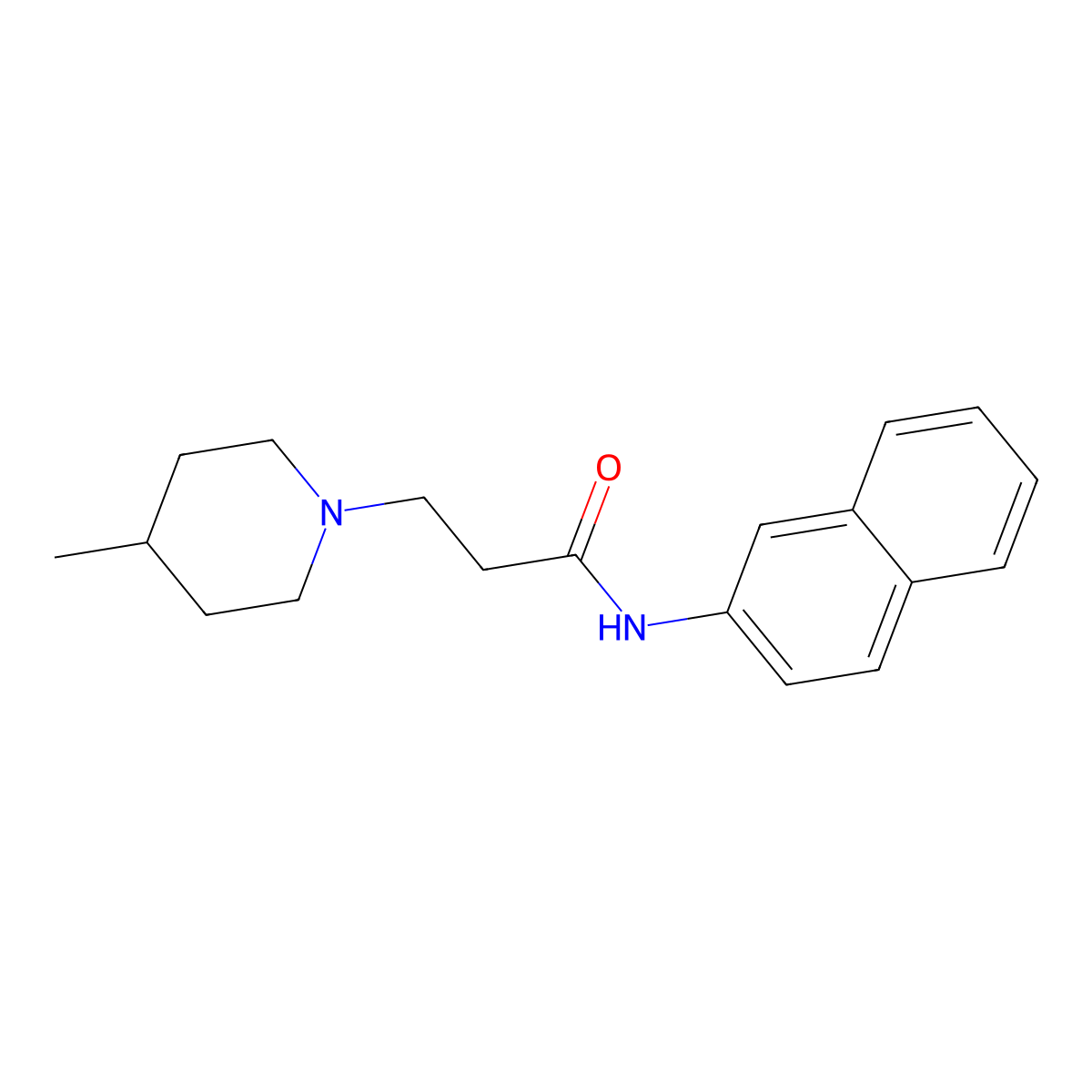 3-(4-methylpiperidin-1-yl)-N-(naphthalen-2-yl)propanamide molecular structure, CAS 453583-31-8