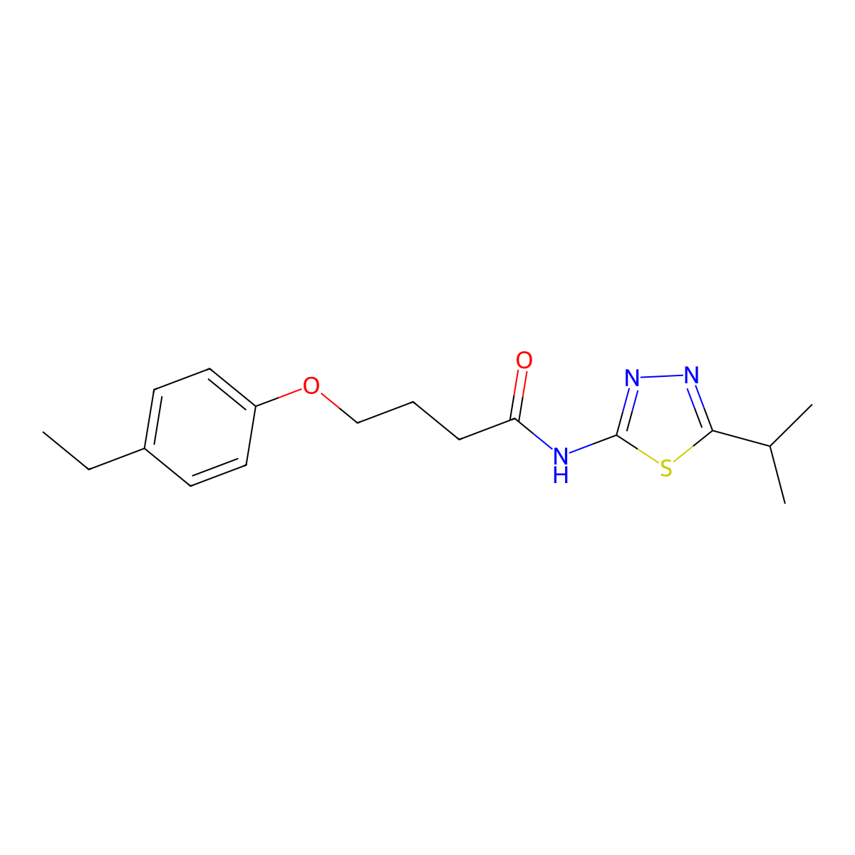 4-(4-ethylphenoxy)-N-(5-isopropyl-1,3,4-thiadiazol-2-yl)butanamide molecular structure, CAS 453583-75-0