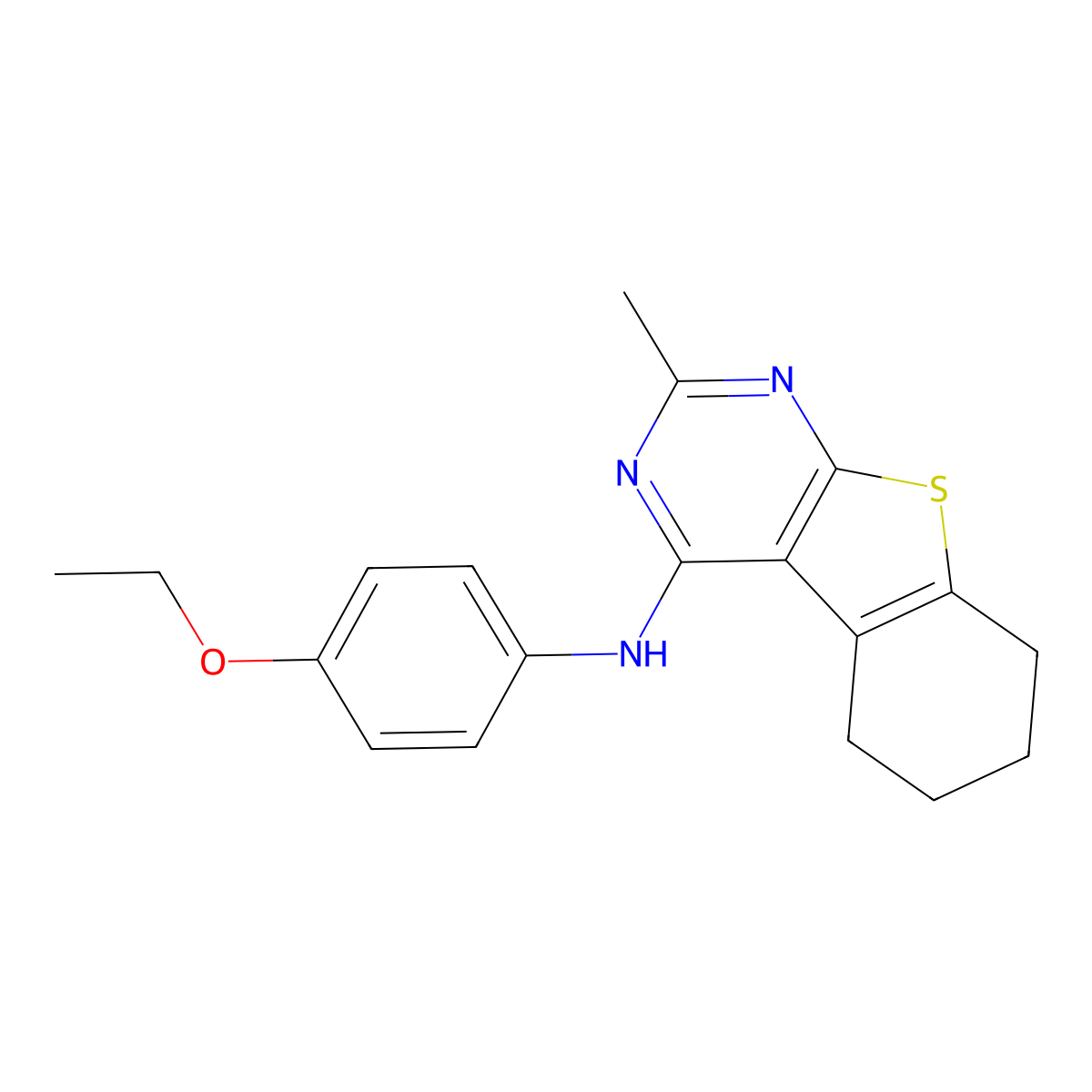 N-(4-ethoxyphenyl)-2-methyl-5,6,7,8-tetrahydro[1]benzothieno[2,3-d]pyrimidin-4-amine molecular structure, CAS 453584-29-7