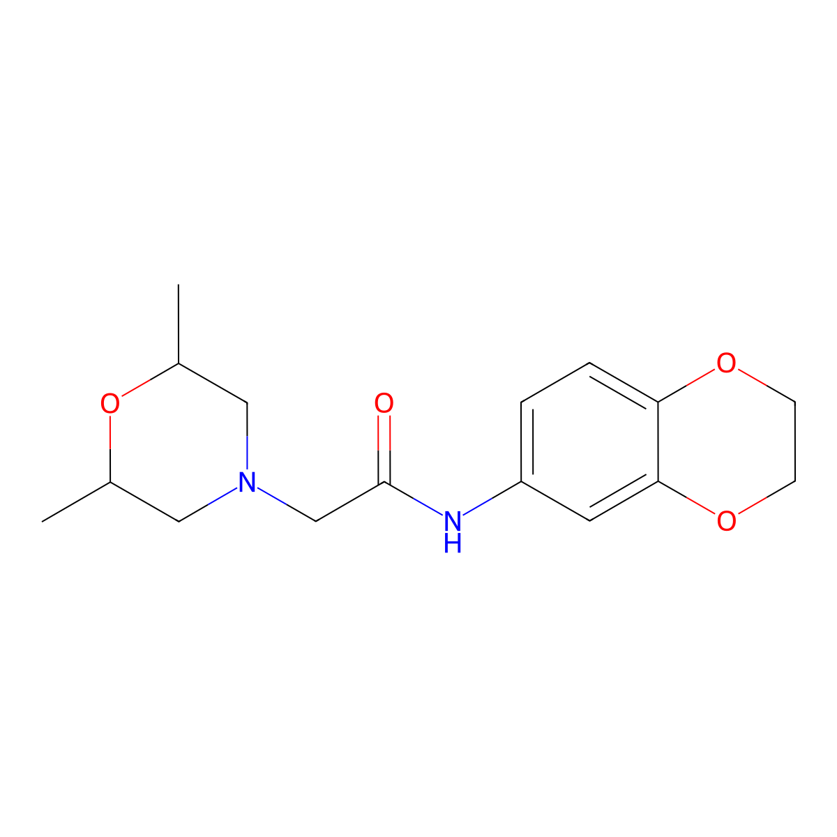 N-(2,3-dihydro-1,4-benzodioxin-6-yl)-2-(2,6-dimethylmorpholin-4-yl)acetamide molecular structure, CAS 453584-44-6