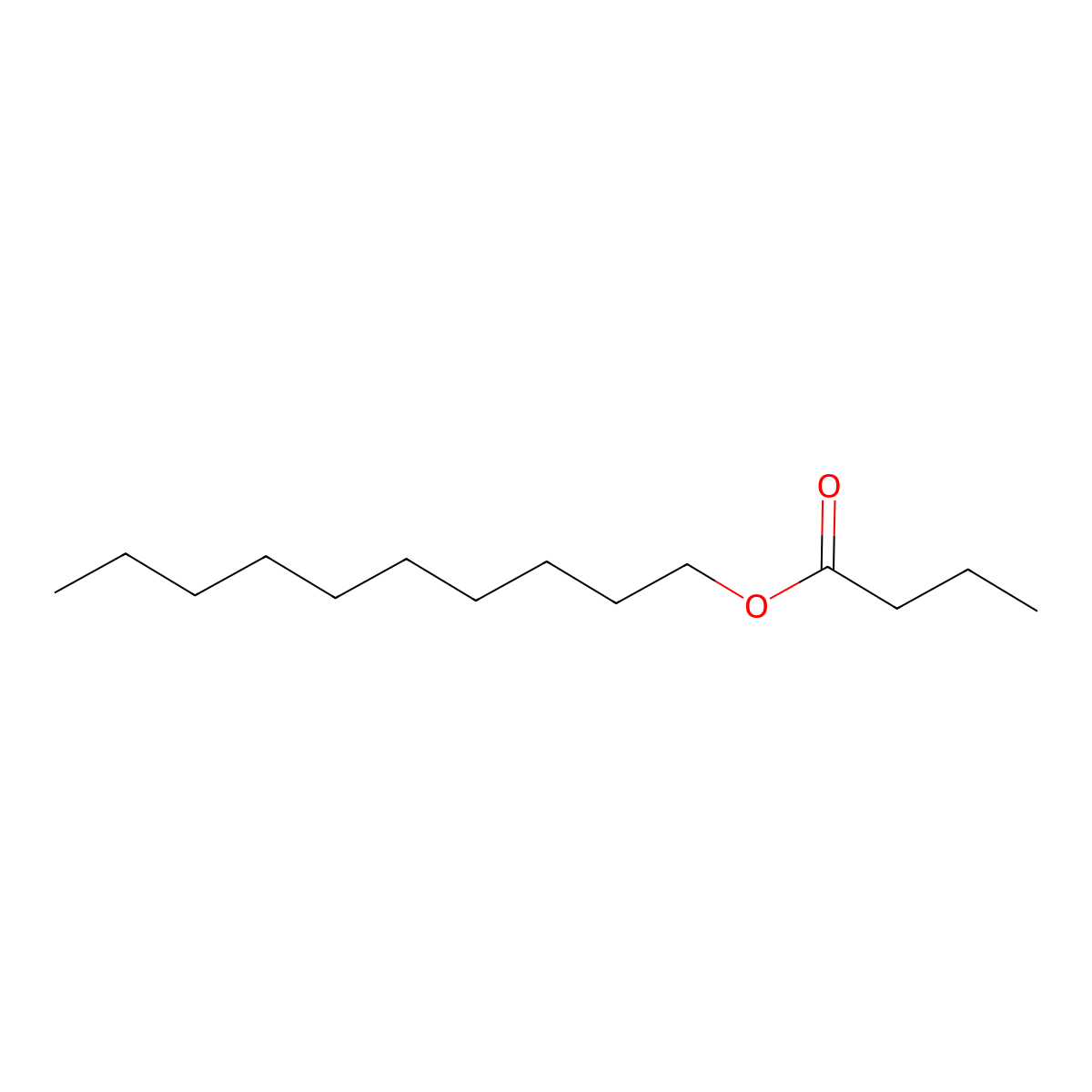 Decyl butyrate molecular structure, CAS 454-09-1