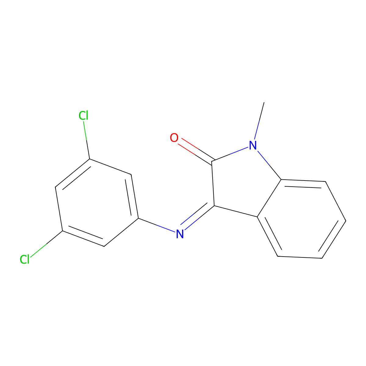 3-((3,5-Dichlorophenyl)imino)-1-methylindolin-2-one molecular structure, CAS 454178-57-5