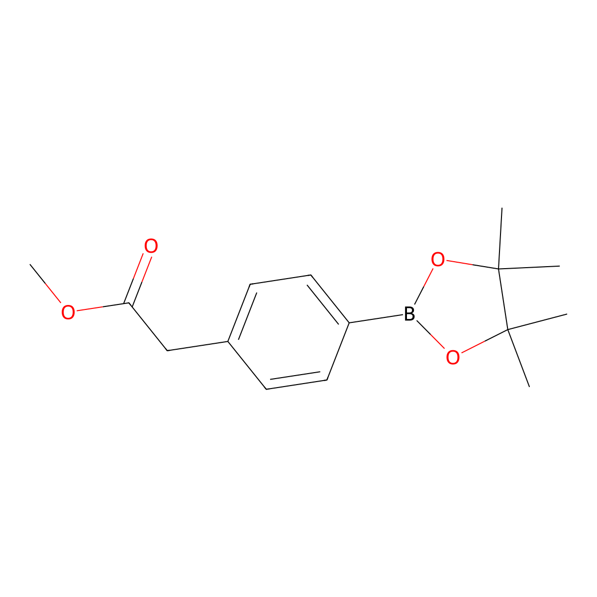 Methyl 2-[4-(tetramethyl-1,3,2-dioxaborolan-2-yl)phenyl]acetate molecular structure, CAS 454185-98-9