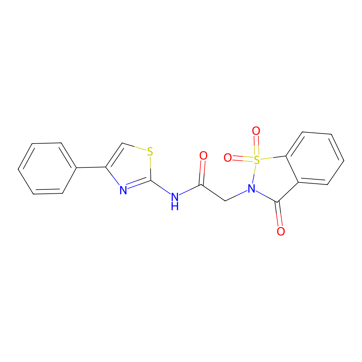 N-(4-phenyl-1,3-thiazol-2-yl)-2-(1,1,3-trioxo-1,2-benzothiazol-2-yl)acetamide molecular structure, CAS 454191-44-7