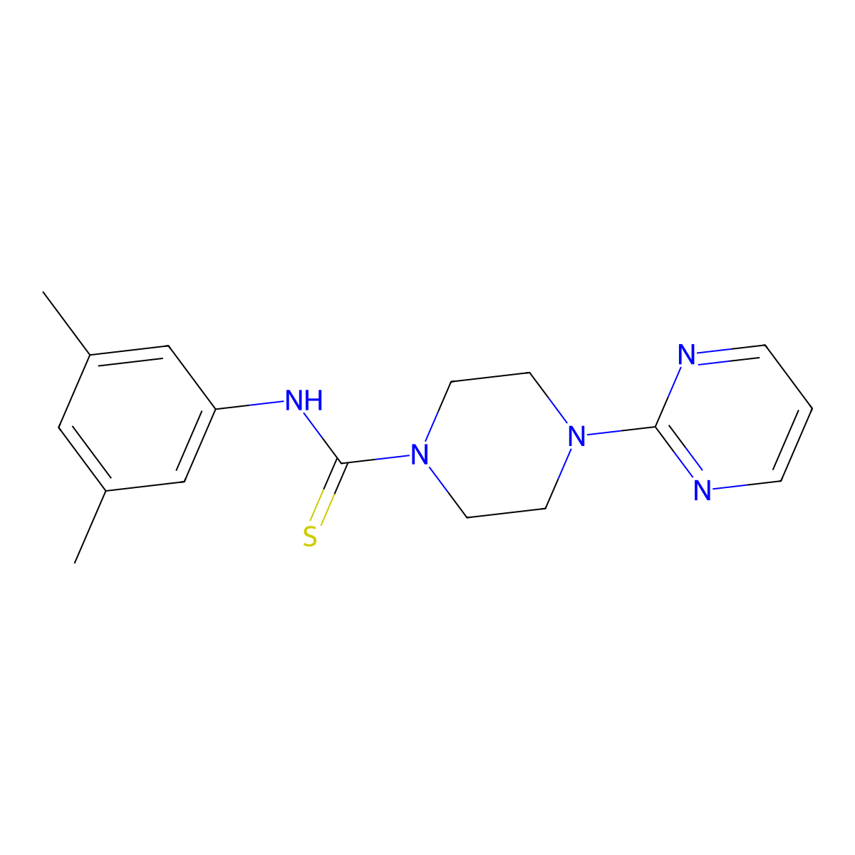 N-(3,5-dimethylphenyl)-4-(2-pyrimidinyl)-1-piperazinecarbothioamide molecular structure, CAS 454193-16-9