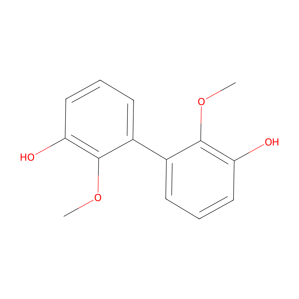 2,2'-Dimethoxy[1,1'-biphenyl]-3,3'-diol molecular structure, CAS 4542-41-0