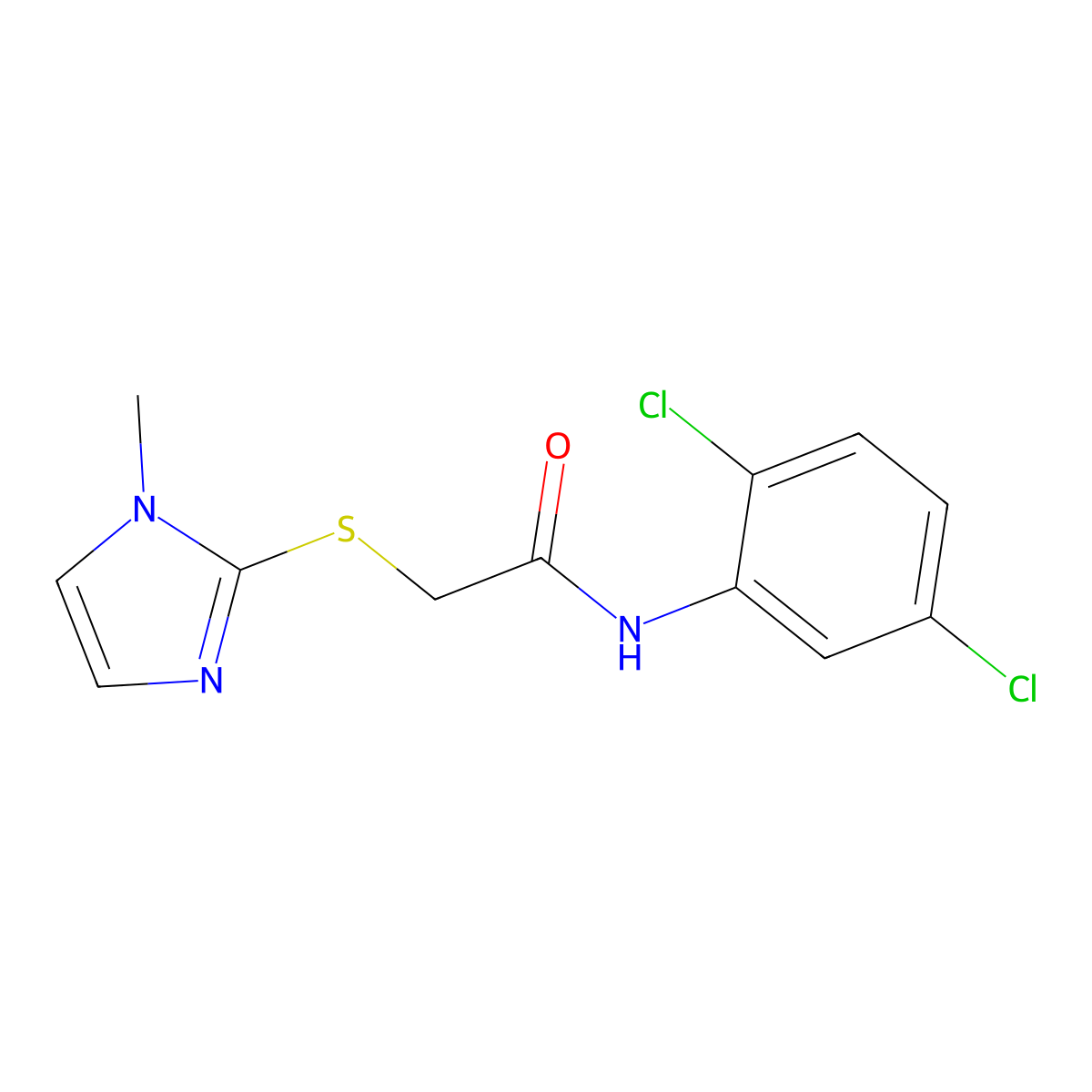 N-(2,5-dichlorophenyl)-2-[(1-methyl-1H-imidazol-2-yl)sulfanyl]acetamide molecular structure, CAS 454202-62-1