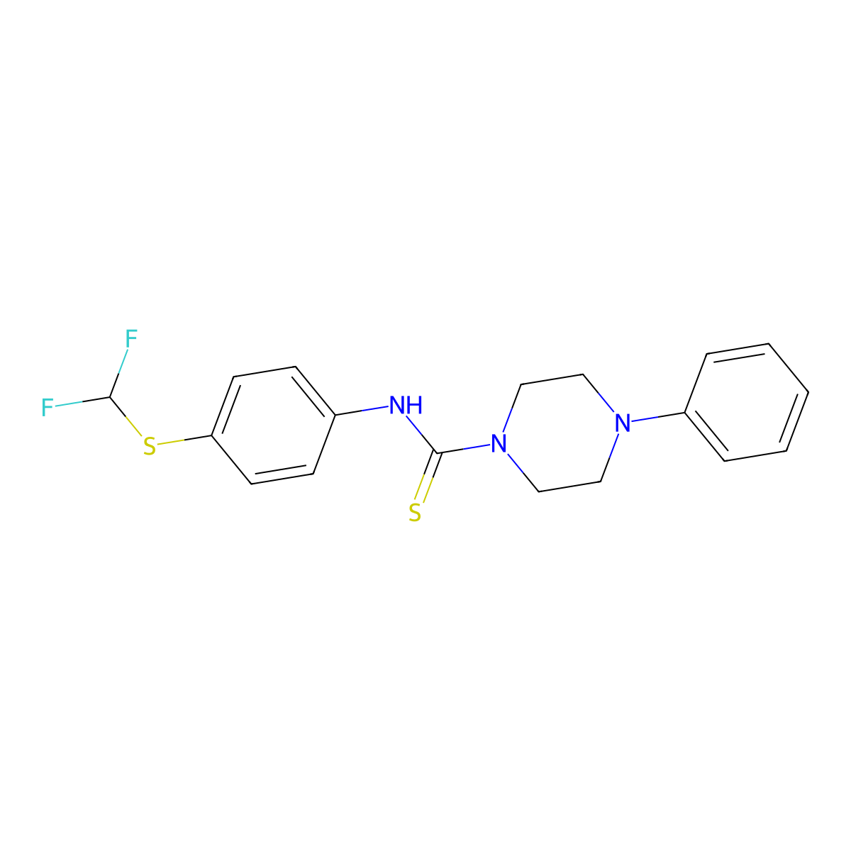 N-{4-[(difluoromethyl)sulfanyl]phenyl}-4-phenylpiperazine-1-carbothioamide molecular structure, CAS 454203-46-4