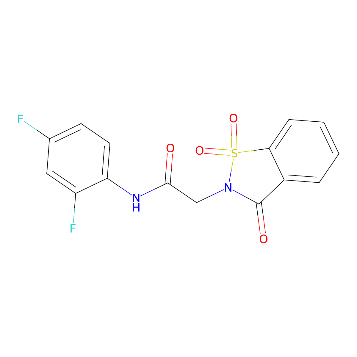 N-(2,4-difluorophenyl)-2-(1,1-dioxido-3-oxo-1,2-benzisothiazol-2(3H)-yl)acetamide molecular structure, CAS 454210-08-3