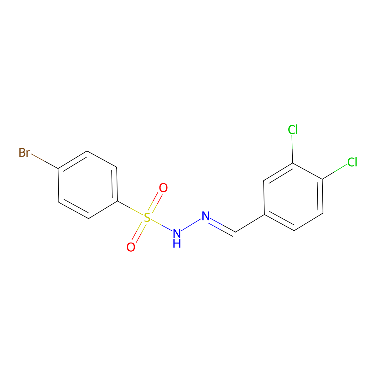 4-bromo-N'-(3,4-dichlorobenzylidene)benzenesulfonohydrazide molecular structure, CAS 454210-10-7