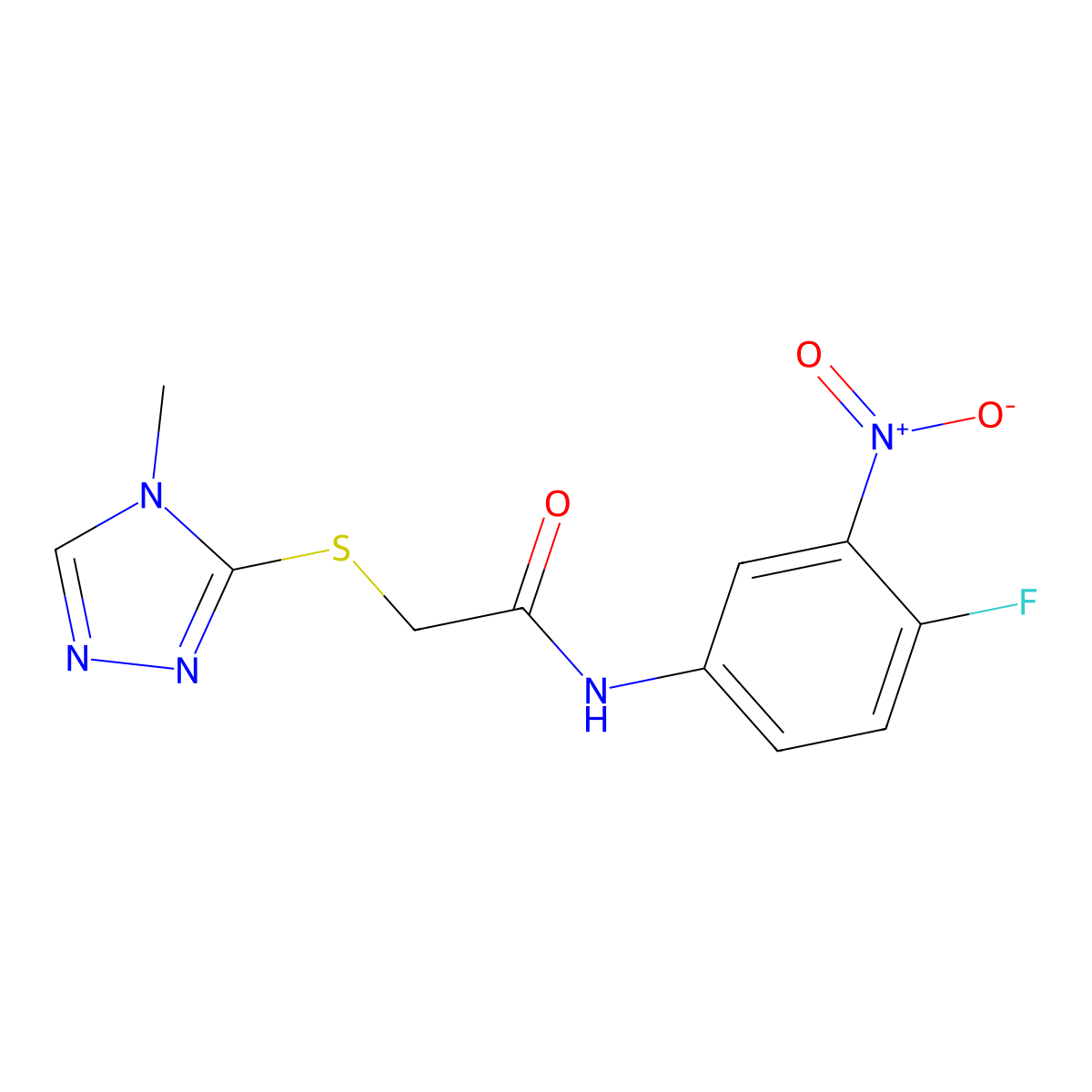 N-(4-fluoro-3-nitrophenyl)-2-[(4-methyl-4H-1,2,4-triazol-3-yl)sulfanyl]acetamide molecular structure, CAS 454214-81-4