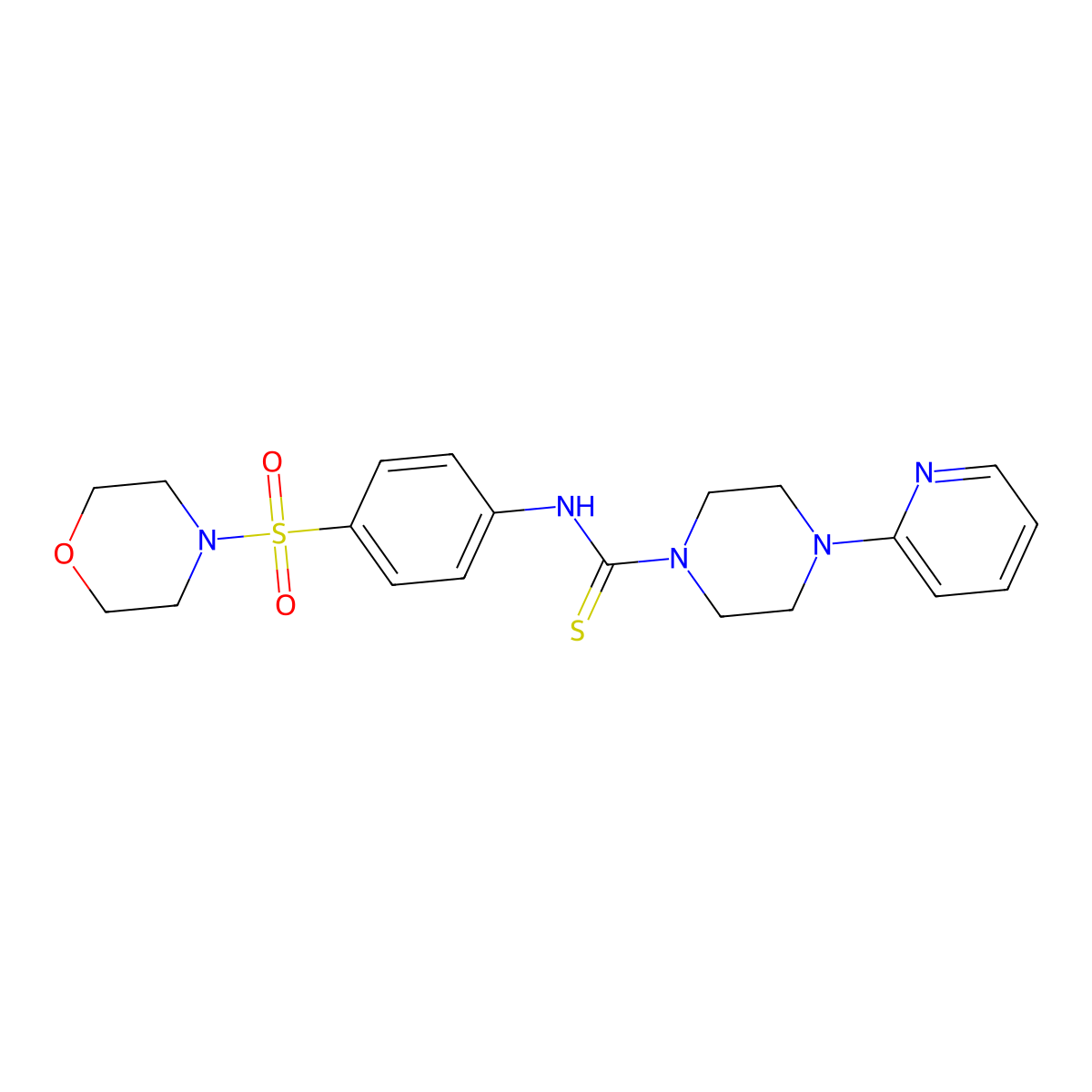 N-[4-(morpholin-4-ylsulfonyl)phenyl]-4-(pyridin-2-yl)piperazine-1-carbothioamide molecular structure, CAS 454223-21-3