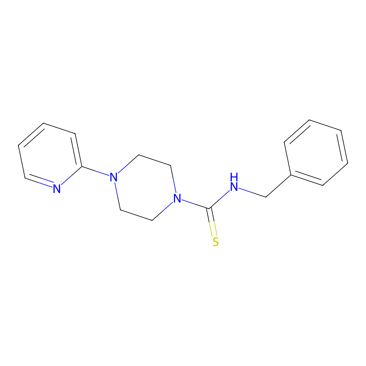 (Benzylamino)(4-(2-pyridyl)piperazinyl)methane-1-thione molecular structure, CAS 454230-46-7