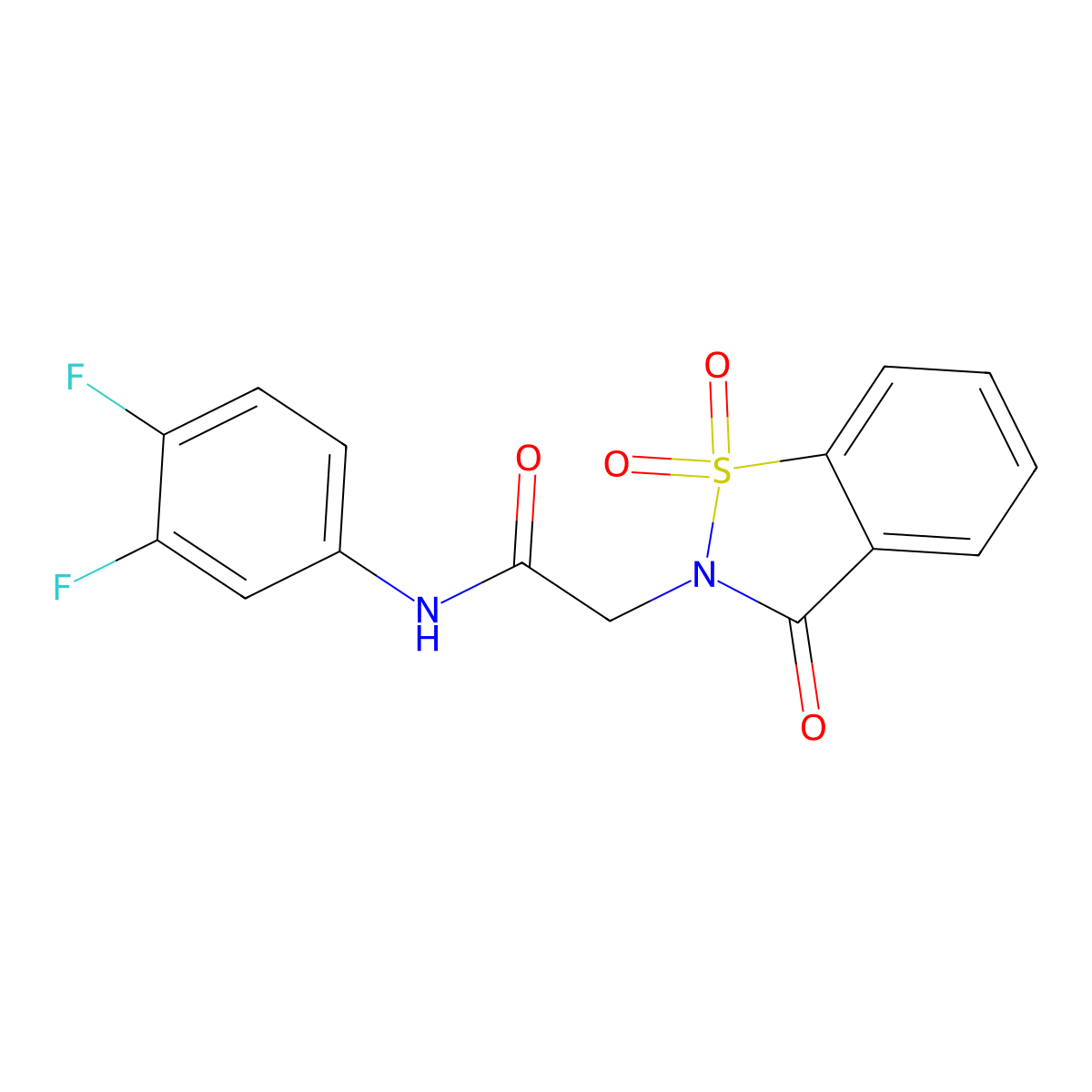 N-(3,4-difluorophenyl)-2-(1,1,3-trioxo-1,2-benzothiazol-2-yl)acetamide molecular structure, CAS 454235-43-9