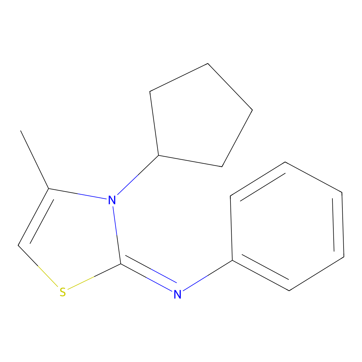 3-cyclopentyl-4-methyl-N-phenyl-2,3-dihydro-1,3-thiazol-2-imine molecular structure, CAS 454237-73-1
