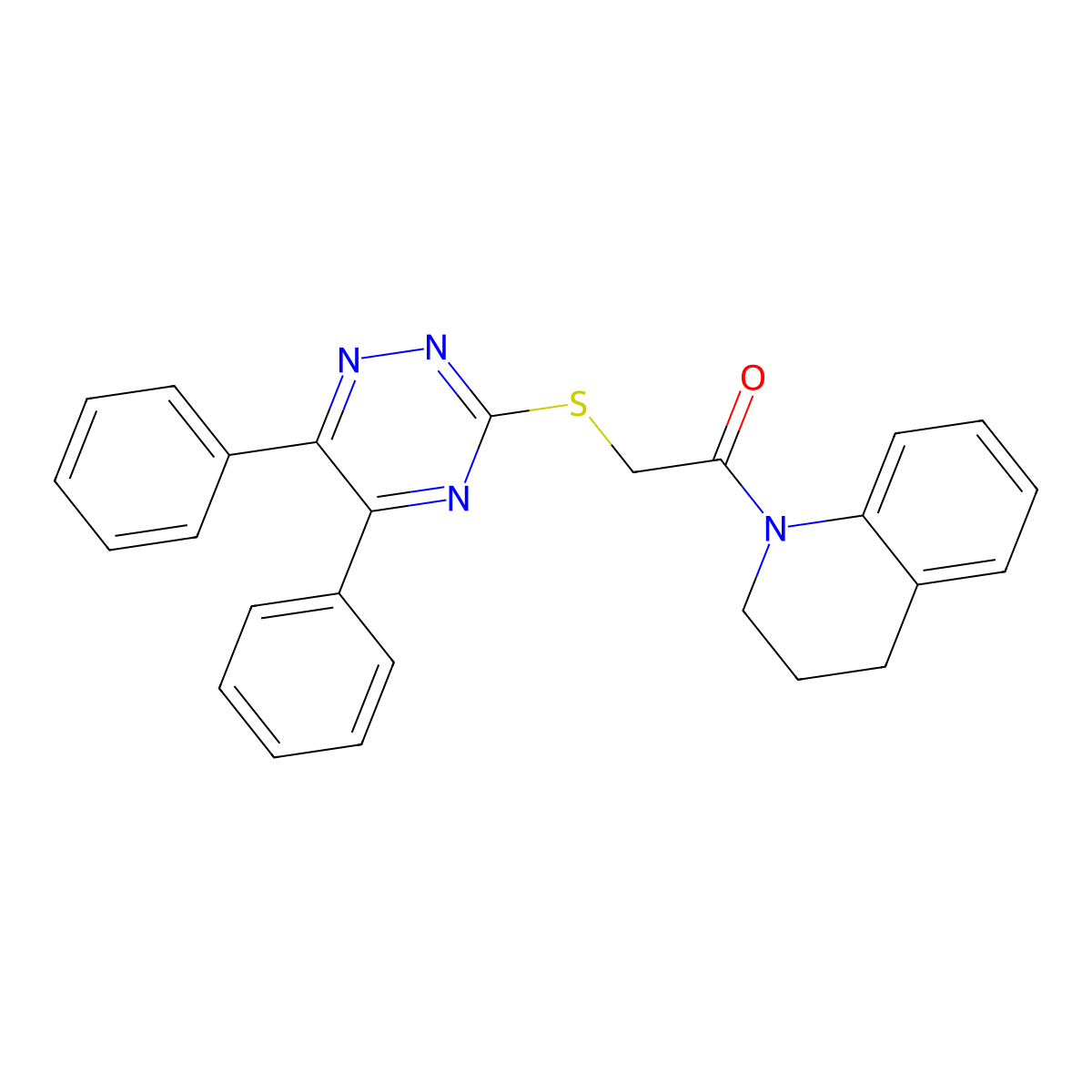 1-(3,4-dihydroquinolin-1(2H)-yl)-2-[(5,6-diphenyl-1,2,4-triazin-3-yl)sulfanyl]ethanone molecular structure, CAS 454237-98-0