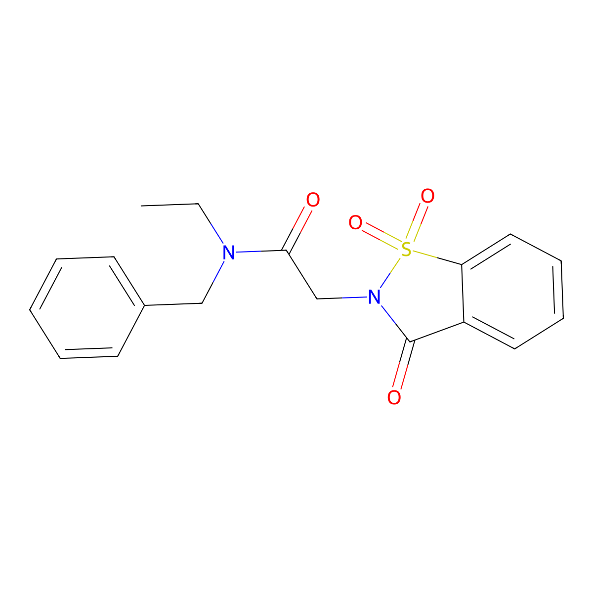 N-benzyl-N-ethyl-2-(1,1,3-trioxo-1,2-benzothiazol-2-yl)acetamide molecular structure, CAS 454238-44-9