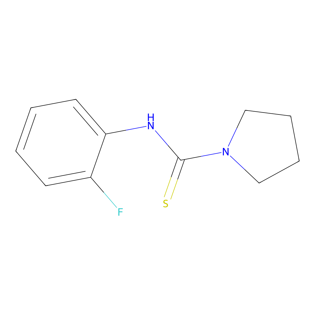 N-(2-fluorophenyl)pyrrolidine-1-carbothioamide molecular structure, CAS 454243-17-5