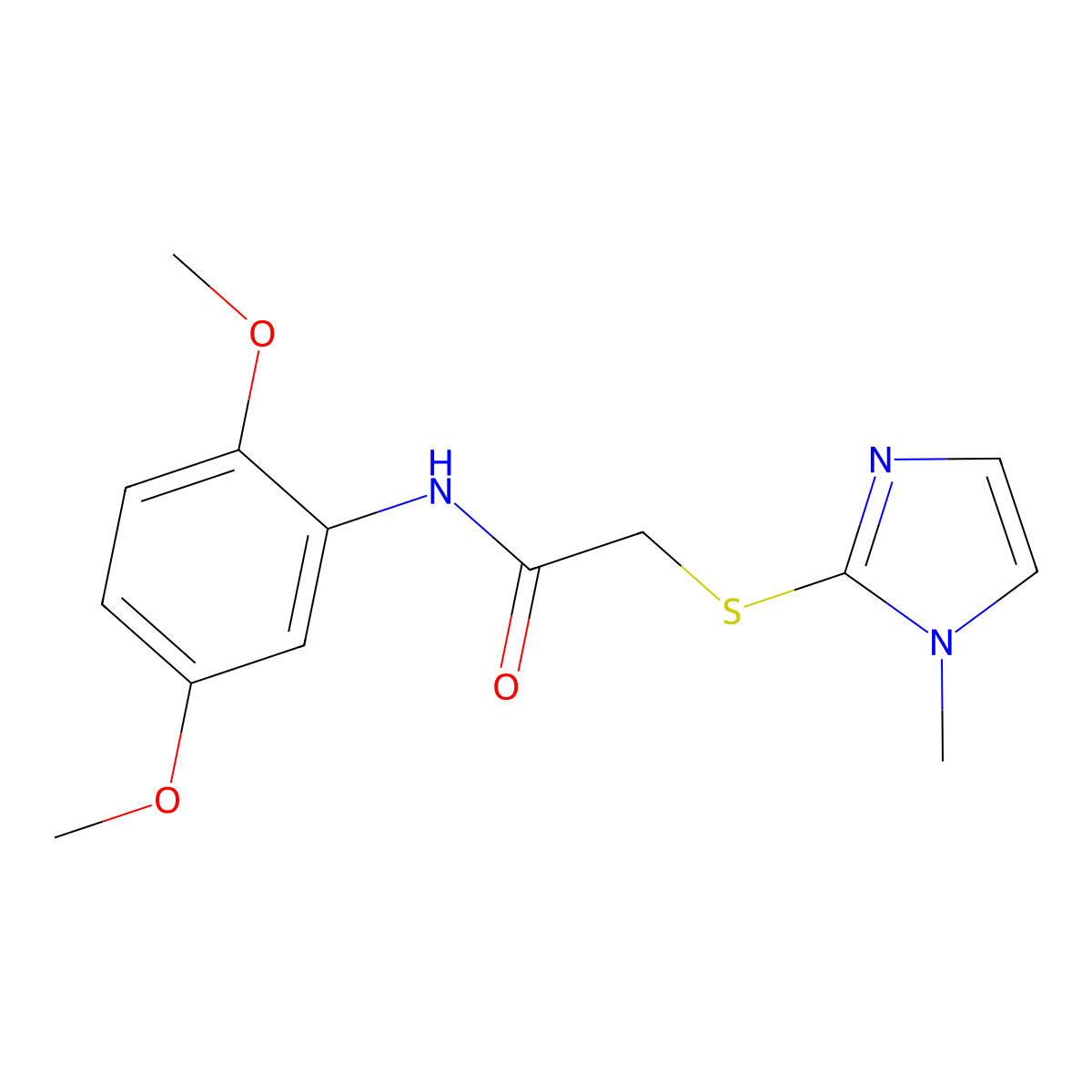 N-(2,5-dimethoxyphenyl)-2-(1-methylimidazol-2-yl)sulfanylacetamide molecular structure, CAS 454246-10-7