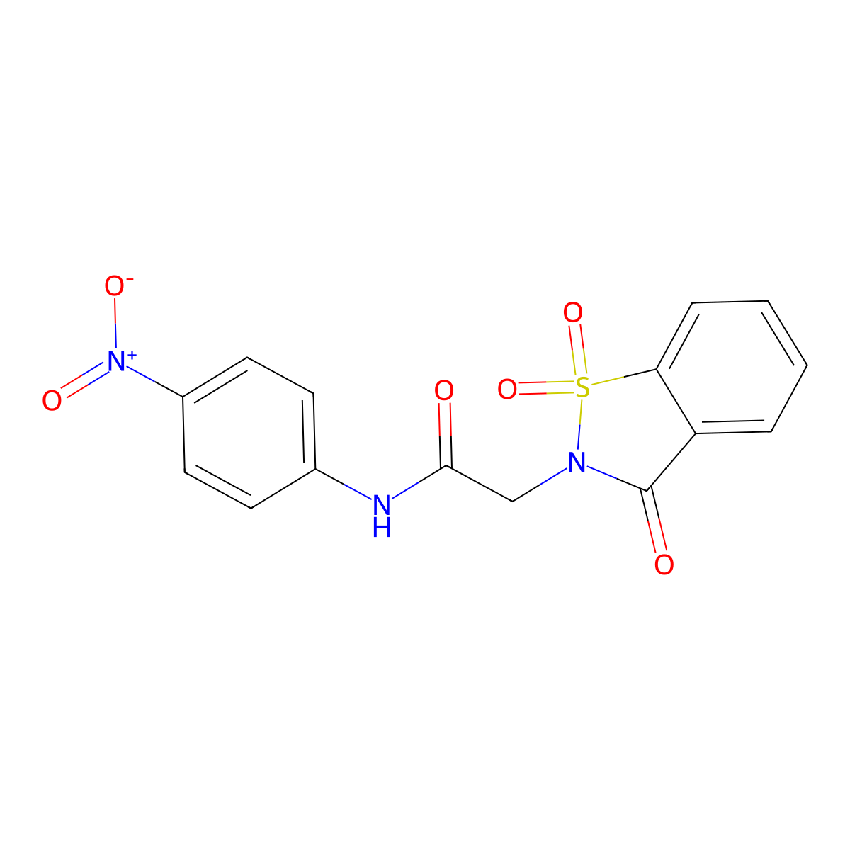 N-(4-nitrophenyl)-2-(1,1,3-trioxo-1,2-benzothiazol-2-yl)acetamide molecular structure, CAS 454251-09-3