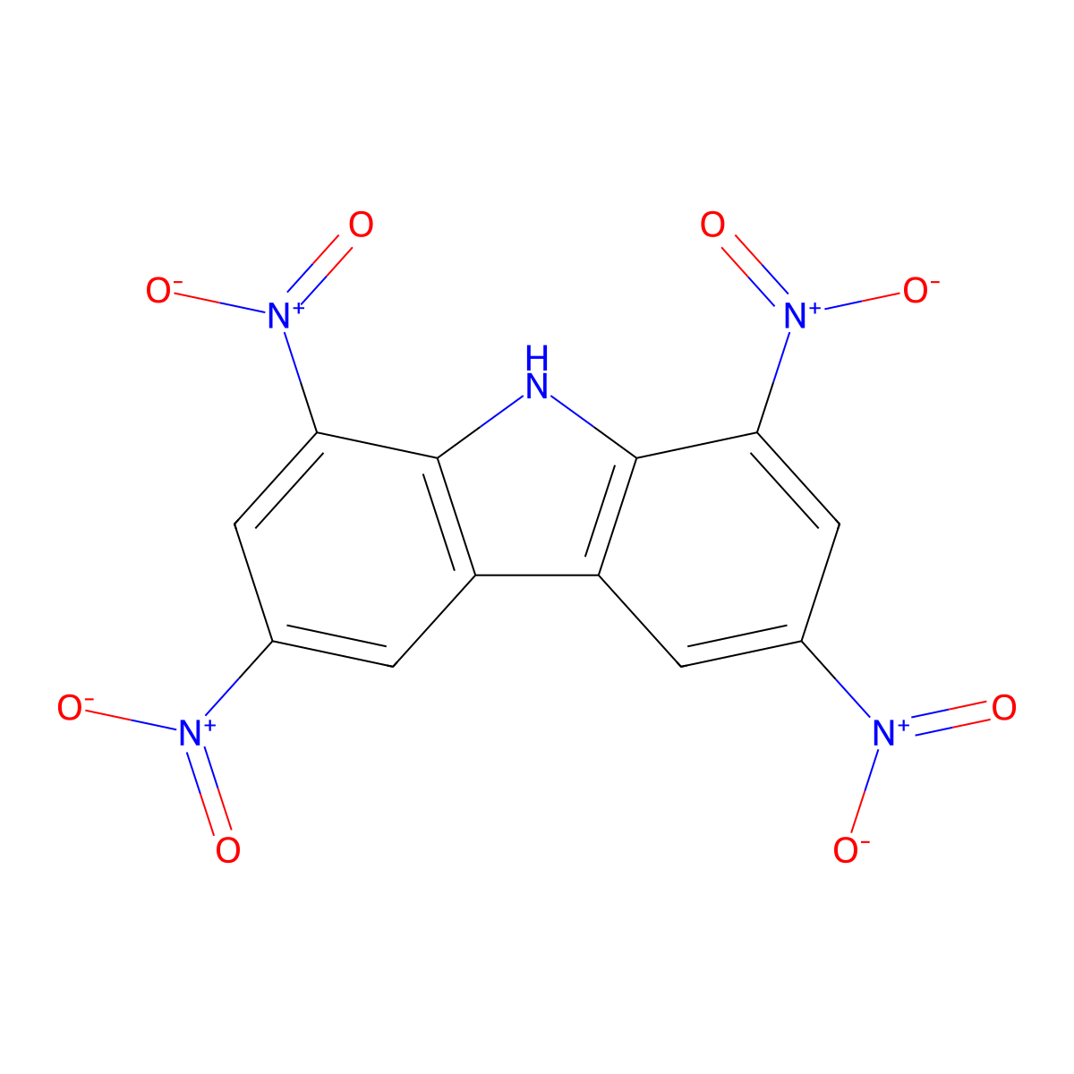 9H-Carbazole, 1,3,6,8-tetranitro- molecular structure, CAS 4543-33-3