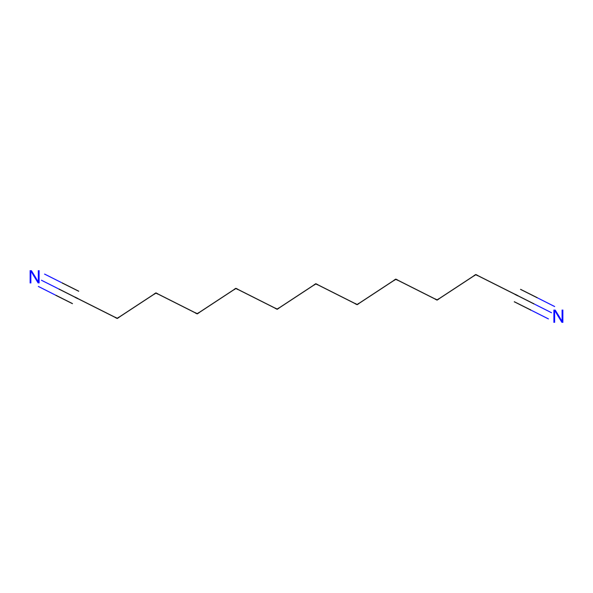 Dodecanedinitrile molecular structure, CAS 4543-66-2