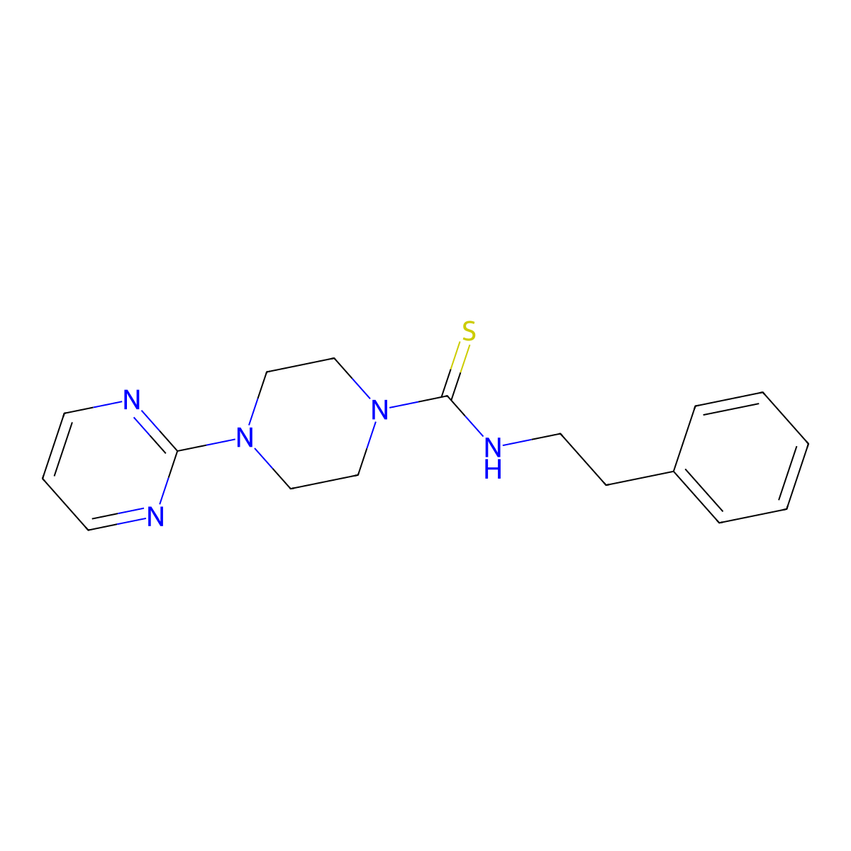 [(2-Phenylethyl)amino](4-pyrimidin-2-ylpiperazinyl)methane-1-thione molecular structure, CAS 454431-16-4