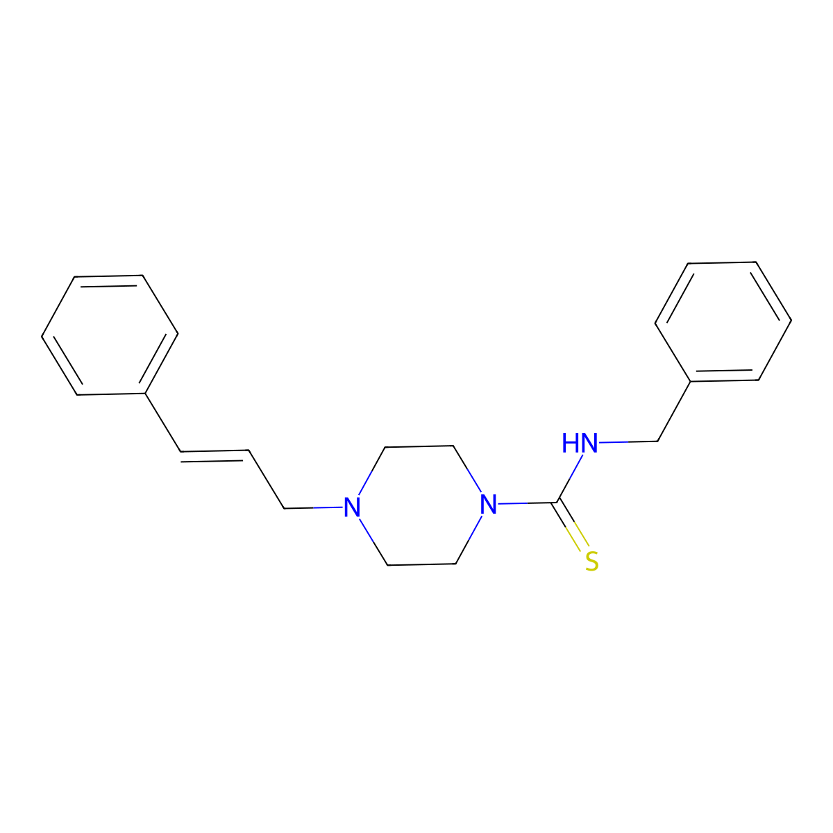 N-benzyl-4-[(2E)-3-phenylprop-2-en-1-yl]piperazine-1-carbothioamide molecular structure, CAS 454434-23-2