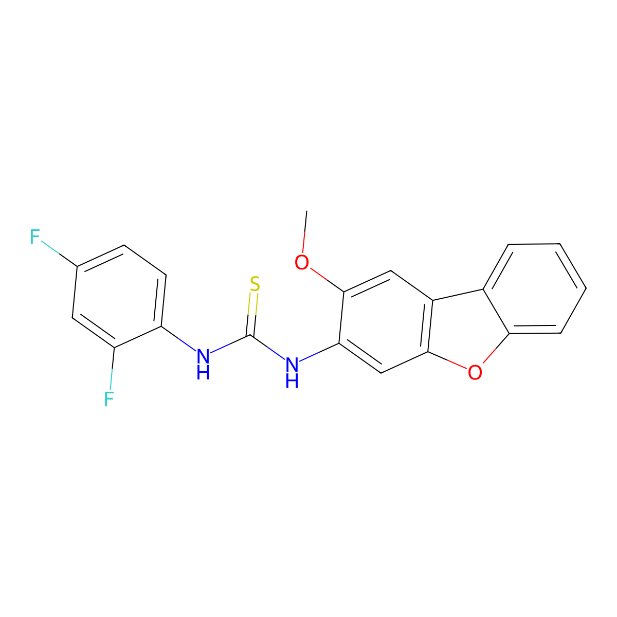 1-(2,4-Difluorophenyl)-3-(2-methoxydibenzofuran-3-yl)thiourea molecular structure, CAS 454439-15-7