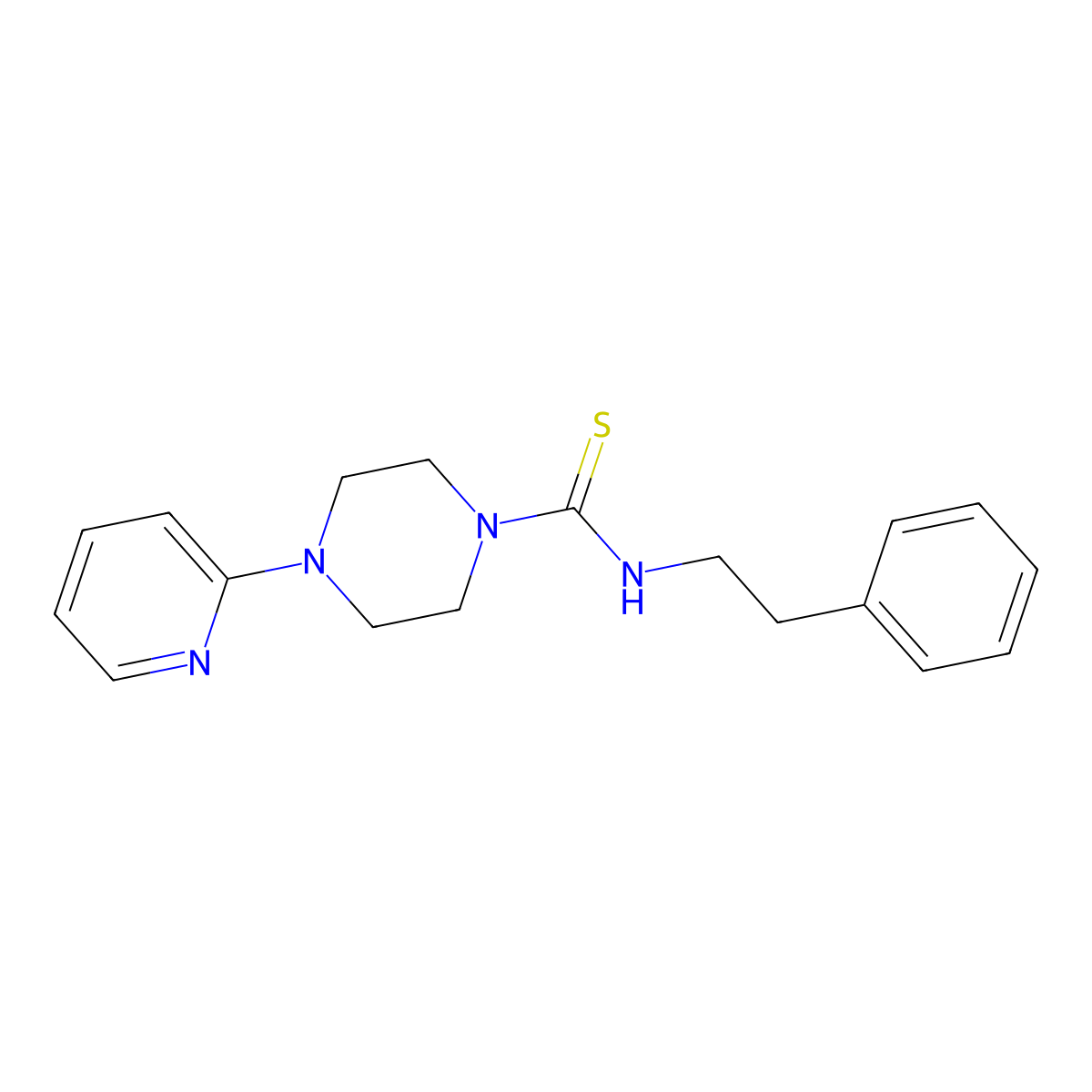N-(2-phenylethyl)-4-(pyridin-2-yl)piperazine-1-carbothioamide molecular structure, CAS 454445-83-1