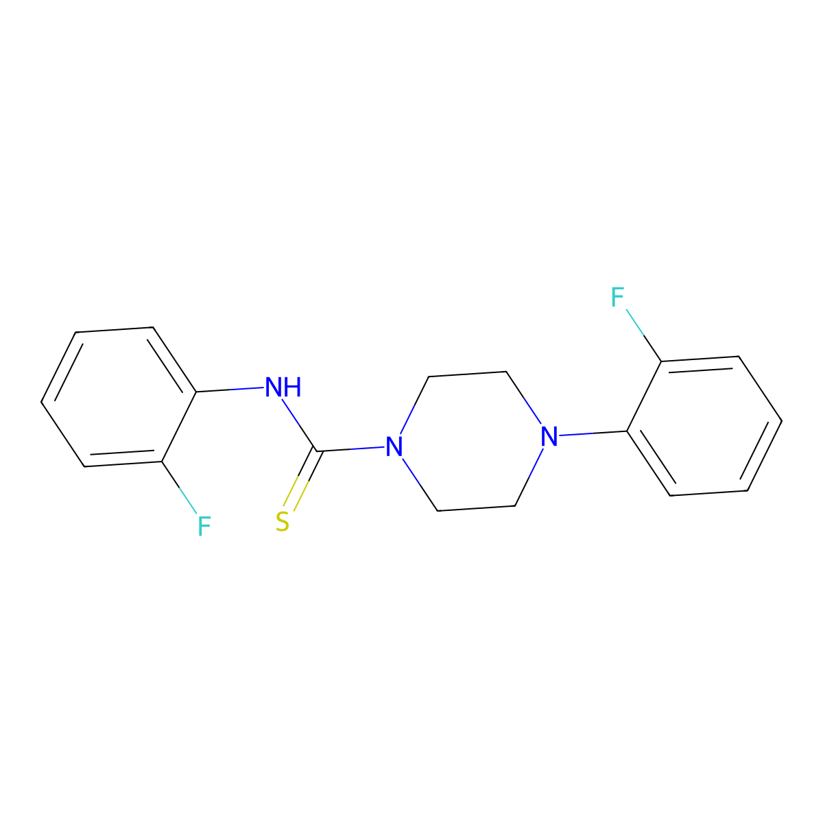 N,4-bis(2-fluorophenyl)piperazine-1-carbothioamide molecular structure, CAS 454448-45-4