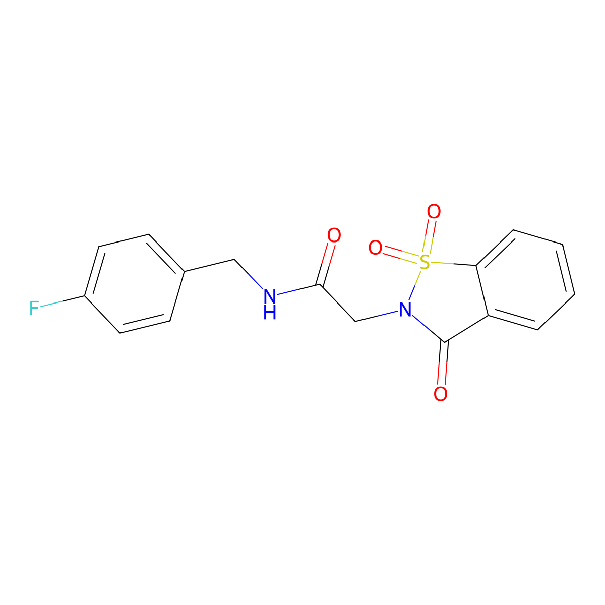 N-[(4-fluorophenyl)methyl]-2-(1,1,3-trioxo-1,2-benzothiazol-2-yl)acetamide molecular structure, CAS 454448-78-3