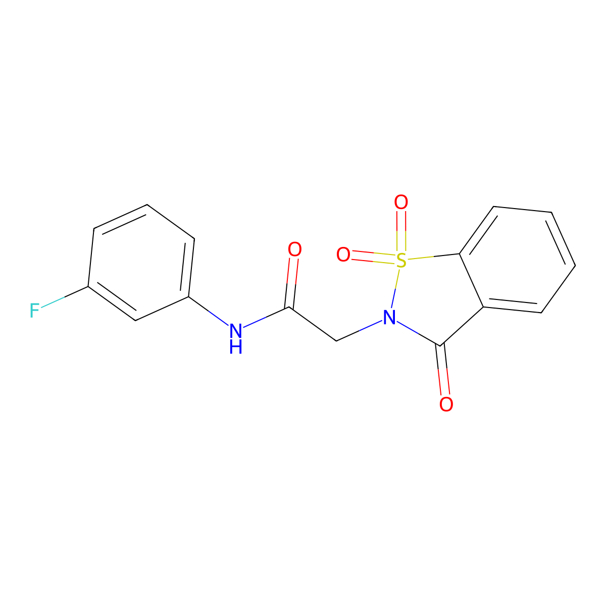 2-(1,1-dioxido-3-oxo-1,2-benzothiazol-2(3H)-yl)-N-(3-fluorophenyl)acetamide molecular structure, CAS 454449-91-3