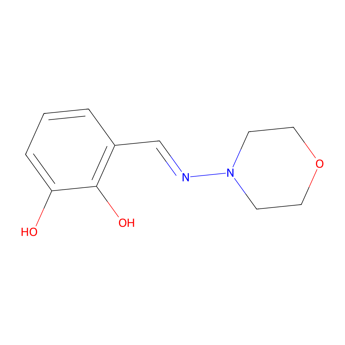 1,2-Benzenediol, 3-[(4-morpholinylimino)methyl]- molecular structure, CAS 454450-41-0