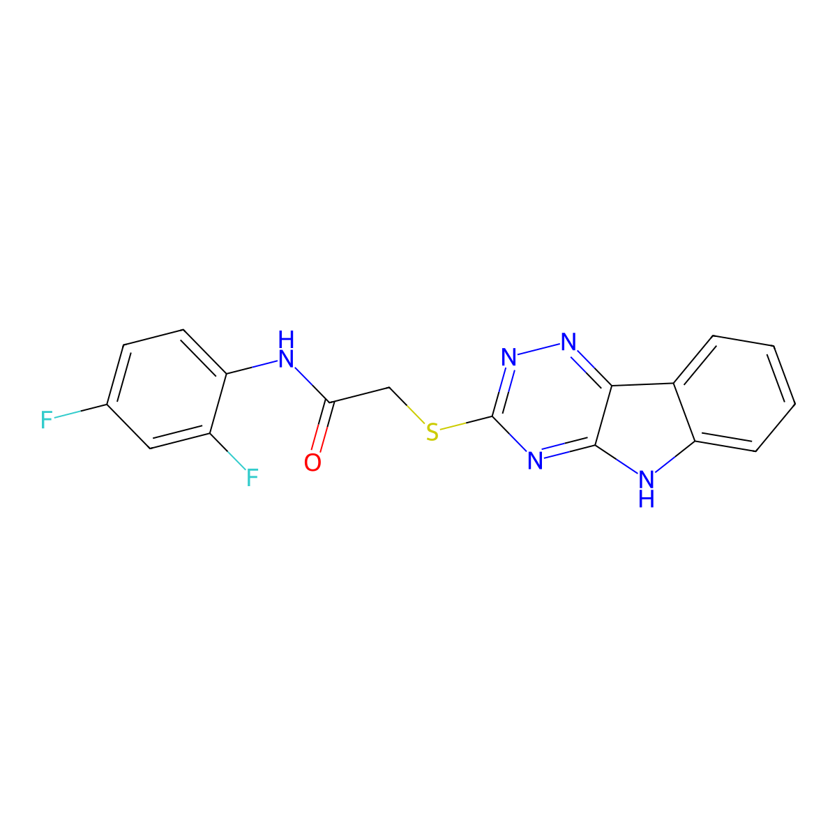 N-(2,4-difluorophenyl)-2-(5H-[1,2,4]triazino[5,6-b]indol-3-ylsulfanyl)acetamide molecular structure, CAS 454458-56-1