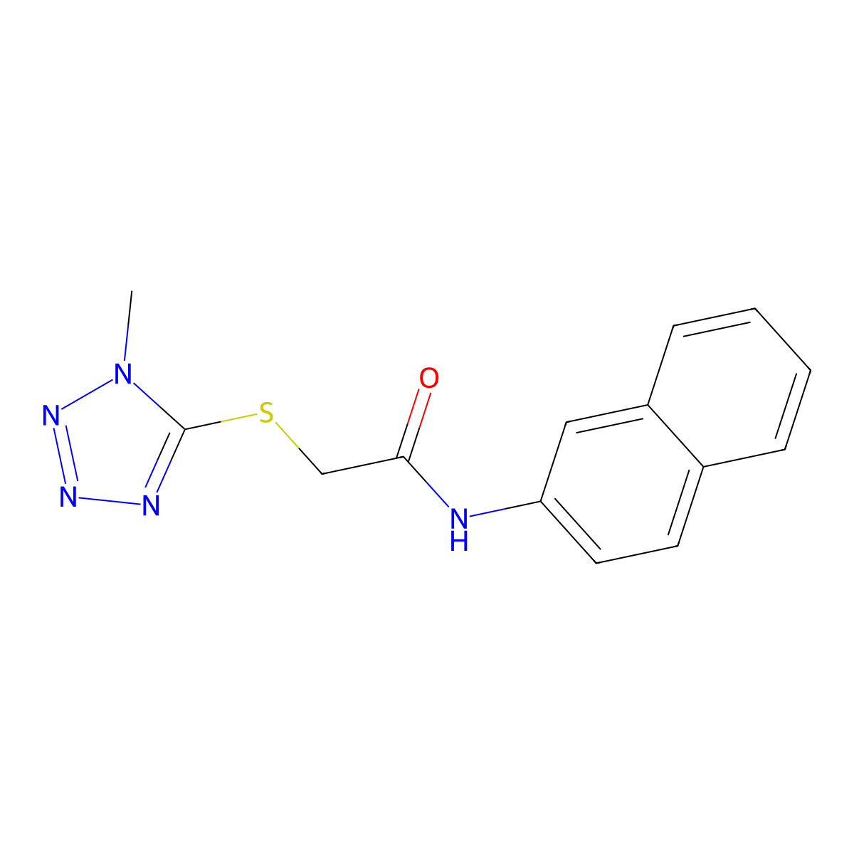 2-(1-methyltetrazol-5-yl)sulfanyl-N-naphthalen-2-ylacetamide molecular structure, CAS 454459-39-3