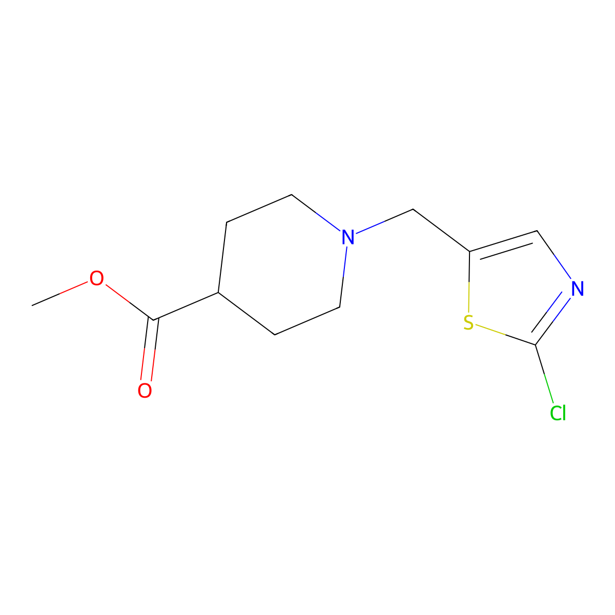 Methyl 1-[(2-chloro-1,3-thiazol-5-yl)methyl]-4-piperidinecarboxylate molecular structure, CAS 454473-62-2