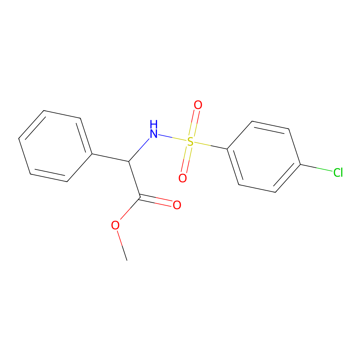 Methyl 2-{[(4-chlorophenyl)sulfonyl]amino}-2-phenylacetate molecular structure, CAS 454473-65-5