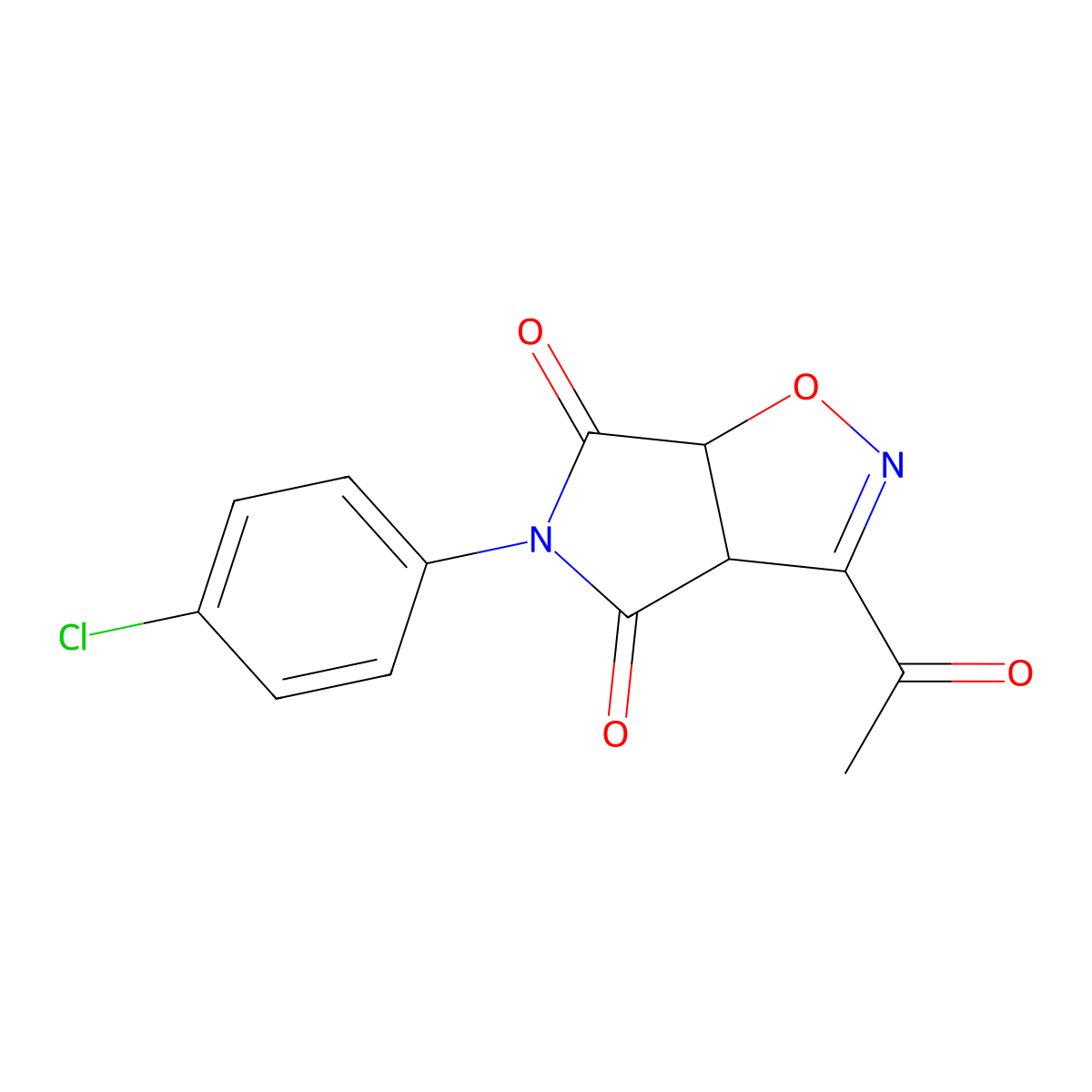 3-acetyl-5-(4-chlorophenyl)-3aH-pyrrolo[3,4-d]isoxazole-4,6(5H,6aH)-dione molecular structure, CAS 454473-68-8