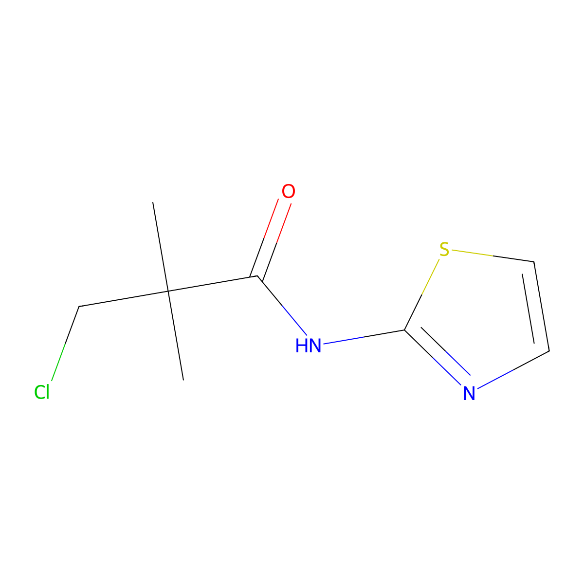 3-chloro-2,2-dimethyl-N-(1,3-thiazol-2-yl)propanamide molecular structure, CAS 454473-70-2