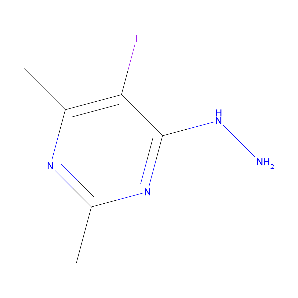 4-Hydrazinyl-5-iodo-2,6-dimethylpyrimidine molecular structure, CAS 454473-80-4