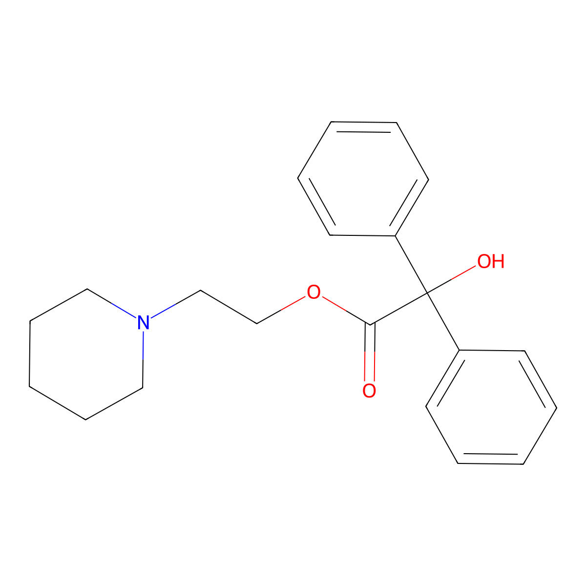 2-(1-Piperidinyl)ethyl alpha-hydroxy-alpha-phenylbenzeneacetate molecular structure, CAS 4546-39-8