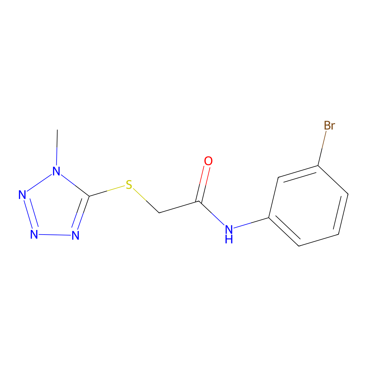 N-(3-bromophenyl)-2-(1-methyltetrazol-5-yl)sulfanylacetamide molecular structure, CAS 454651-86-6